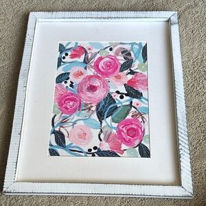 The framed floral artwork "Michelle's Smile" by artist Carrie Schmitt 16x13